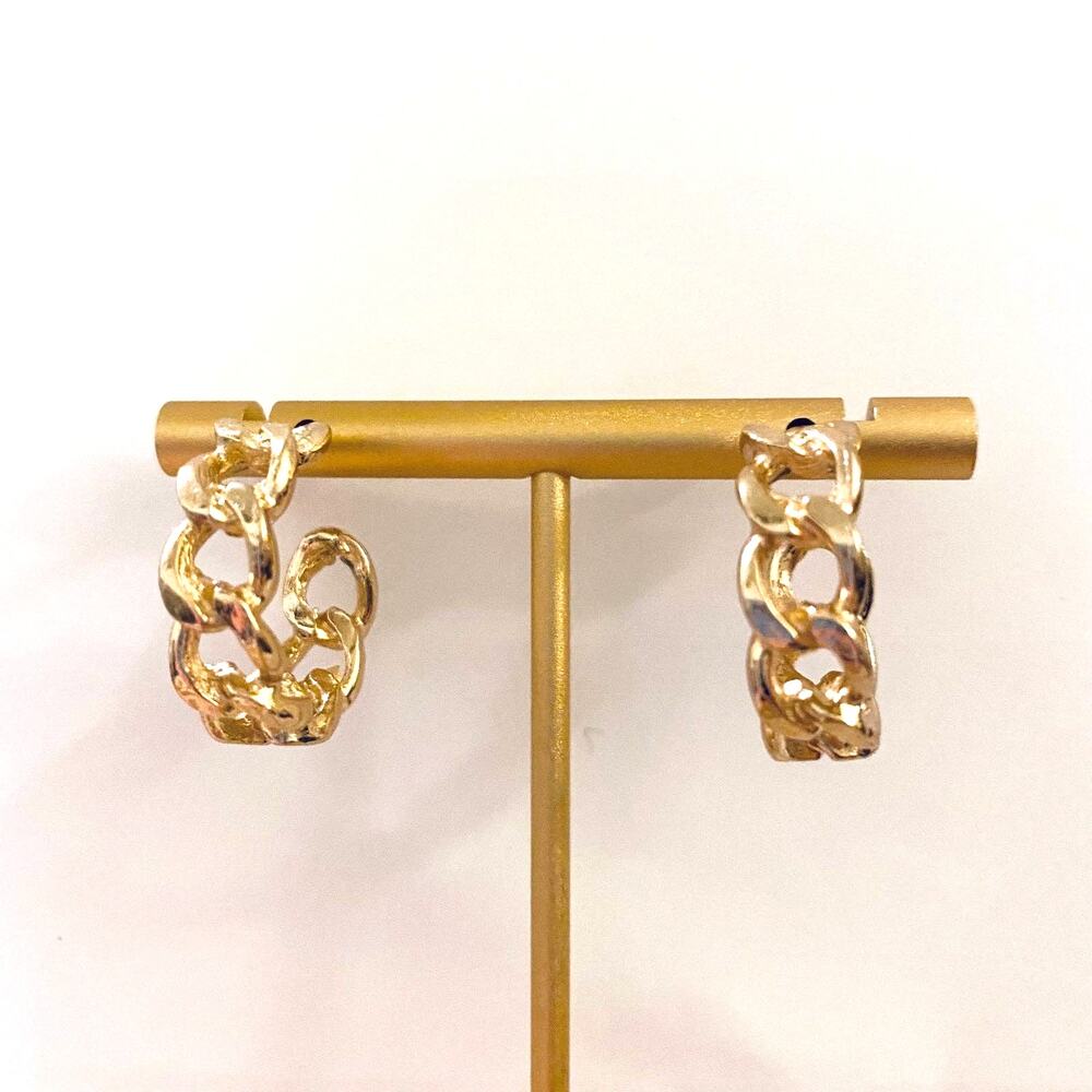 Gold Chunky Chain Link Hoop Earrings
